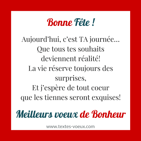 Originale carte de bonne fête à offrir pour un jour spécial Texte pour souhaiter une bonne fête