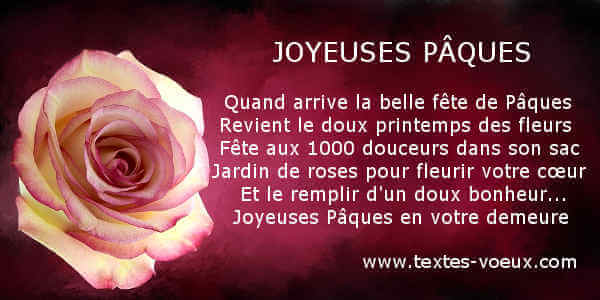 Belle Carte Joyeuses Pâques Poème Bonne fête Textes de voeux de Joyeuses Pâques