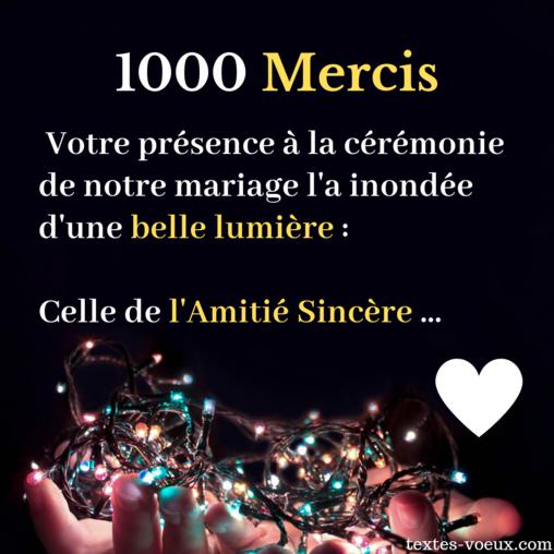 Belle carte remerciements mariage texte pour dire merci aux invités Texte remerciements carte mariage