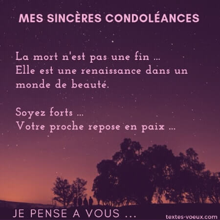 Belle carte condoléances pour soutenir une personne en deuil avec un beau message de réconfort Message de soutien à une personne en deuil