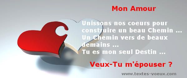 Demande en mariage romantique Sms Veux-tu m'épouser