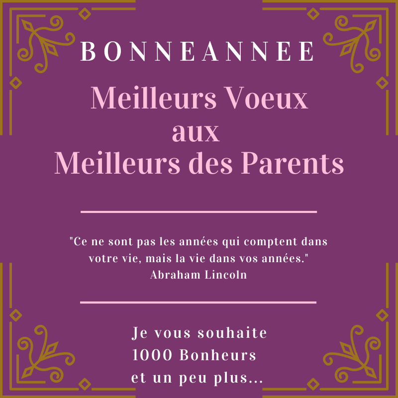 Carte de bonne année 2024 pour souhaiter une bonne année à son papa et sa maman Carte de voeux pour son père et sa mère