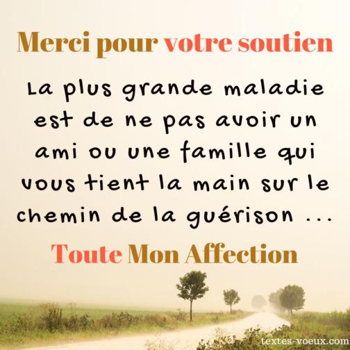 Belle carte pour remercier ses amis et sa famille pour un message de réconfort e de soutien