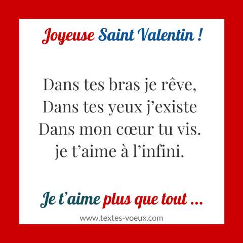 Beau texte d'amour de la St Valentin