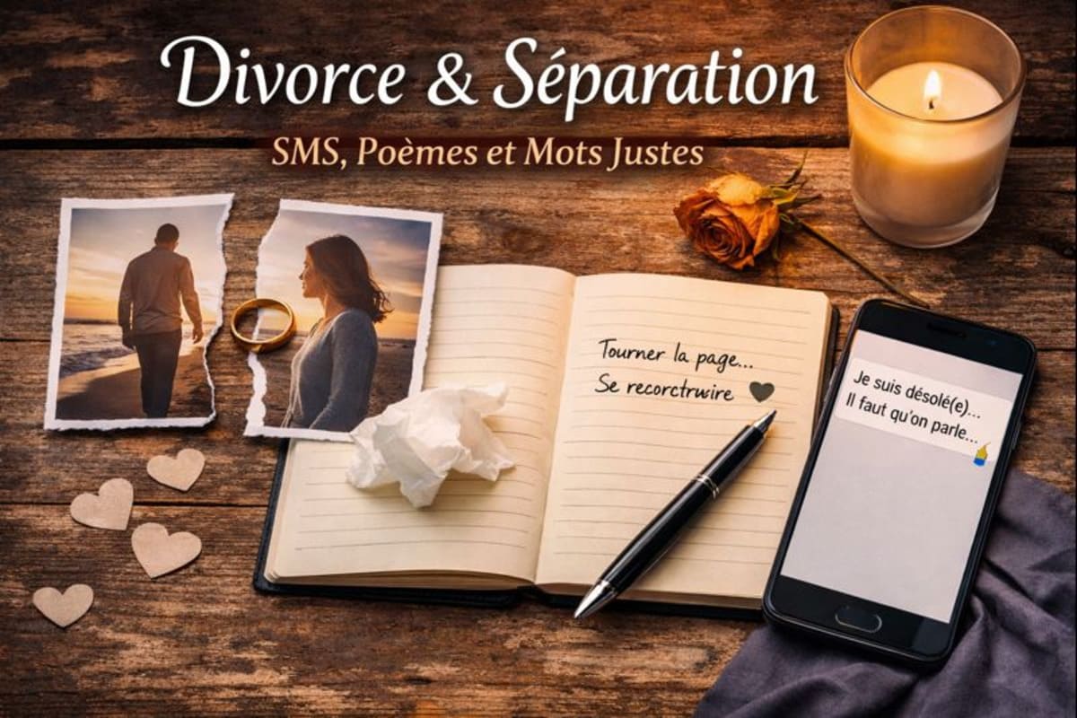 Divorce et séparation : SMS, poèmes et mots justes Divorce et séparation : exemple de SMS, poèmes et mots justes pour se reconstruire après une rupture